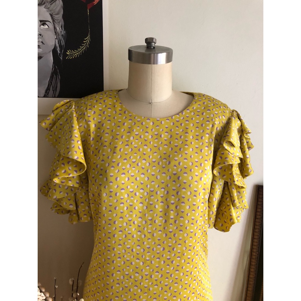 Kate Spade Yellow ruffle sleeve shift dress - Picture 1 of 16